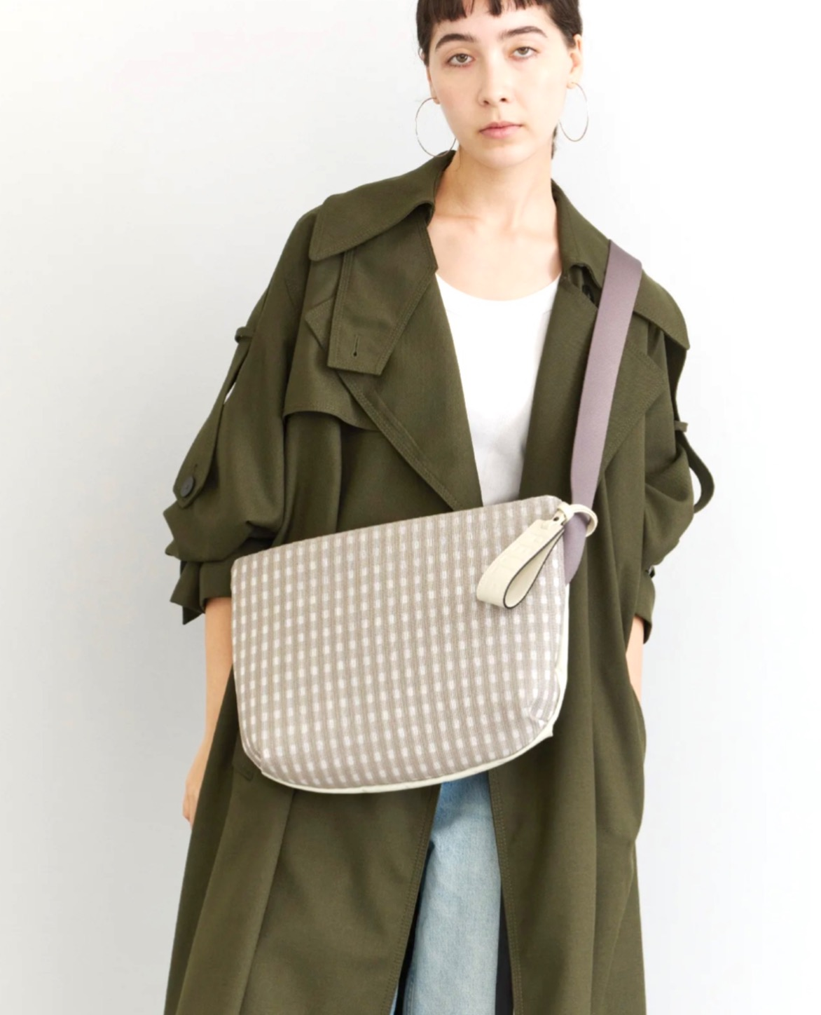 [PELLE BORSA]👜👛NEW！检查的薄三角形布料肩膀