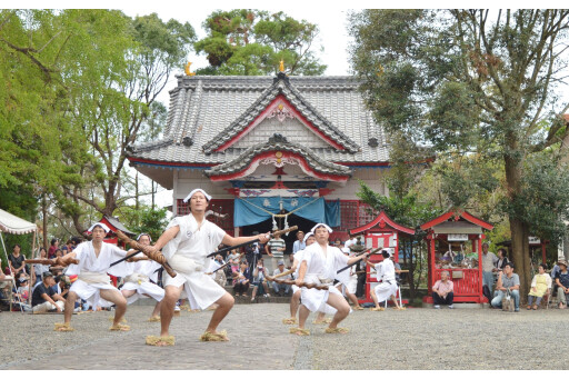 紫色尾巴神社秋天的大祭